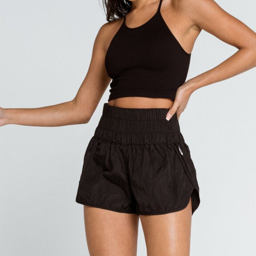 Free People The Way Home athletic high waist shorts black L/XL sold out